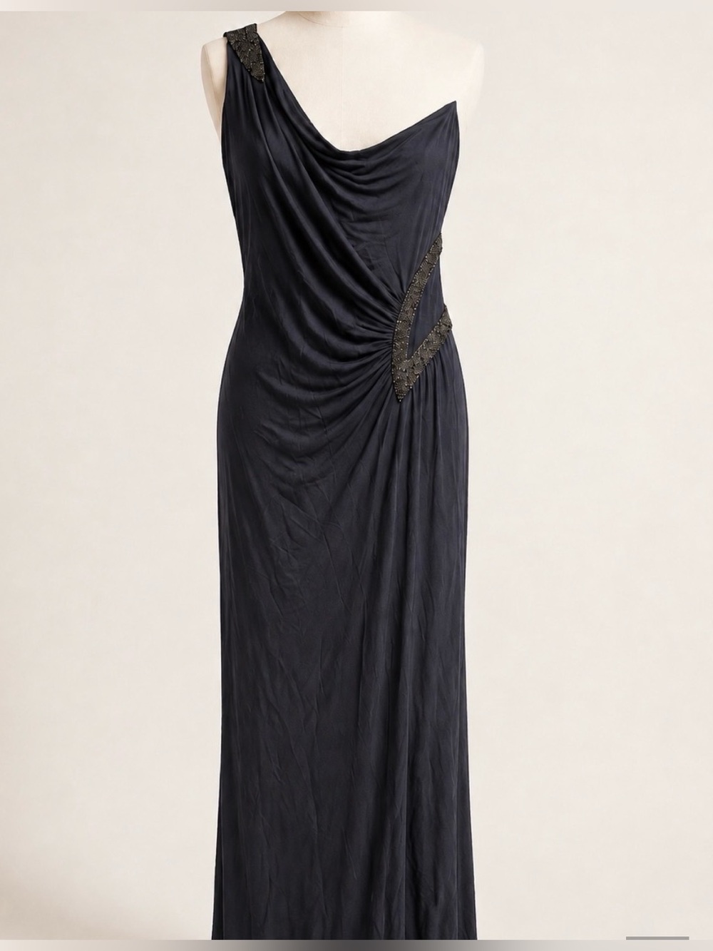 Elegant One-Shoulder Black Evening Dress
